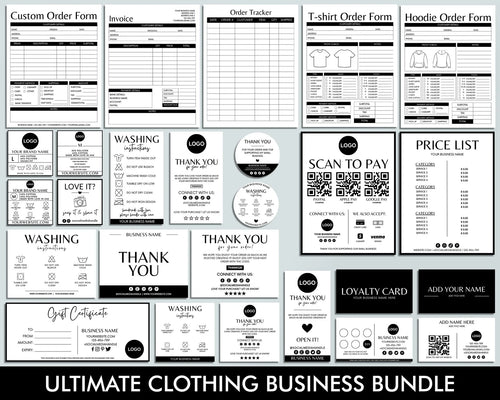Ultimate Clothing Business Labeling Bundle – Editable Product Labels, Care Cards & Order Forms