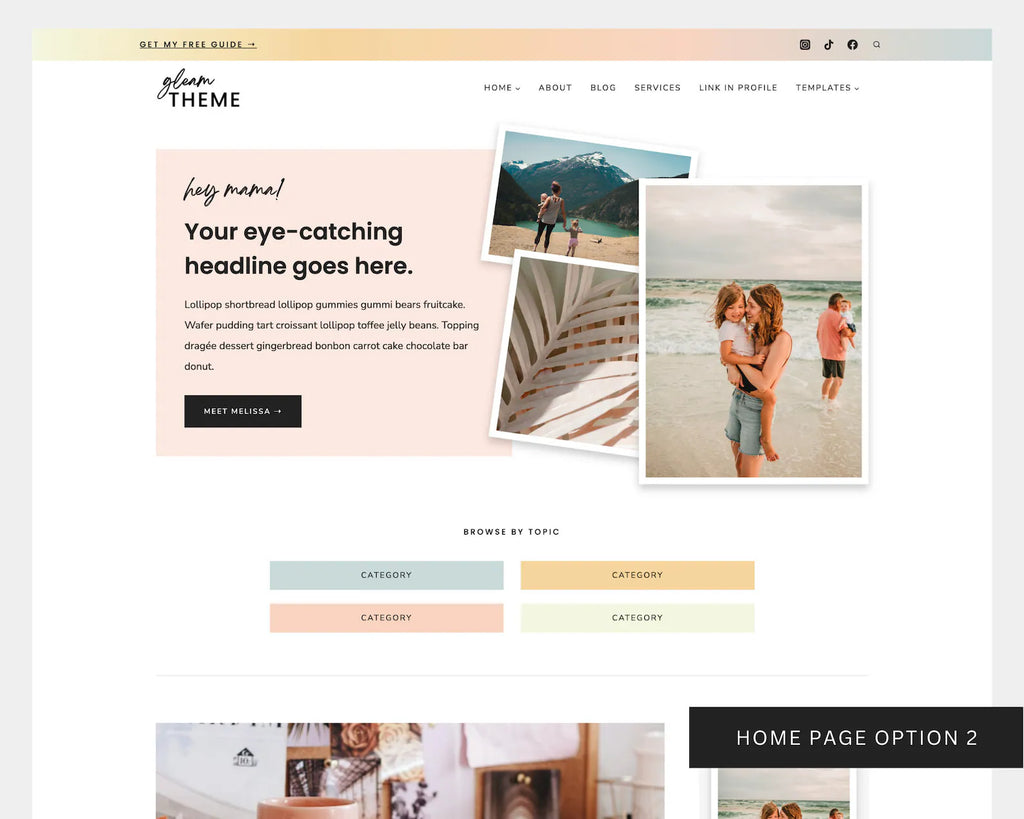 Gleam – Modern Lifestyle & Parenting WordPress Theme for Bloggers, Coaches & Creators
