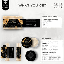 Load image into Gallery viewer, Luxury Black &amp; Gold Cosmetic Label Templates Bundle – Editable Canva Product Label Designs