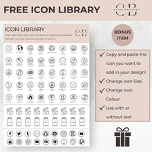 Load image into Gallery viewer, Luxury Black &amp; Gold Cosmetic Label Templates Bundle – Editable Canva Product Label Designs