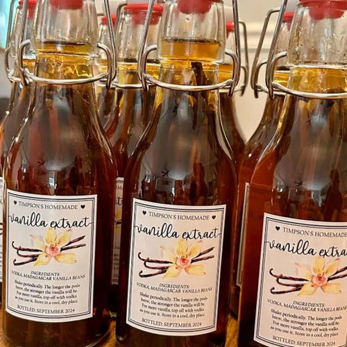 Homemade Vanilla Extract Label Template | Editable Bottle Label Design | Kitchen & Gift Product Label | Canva Printable