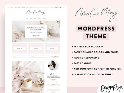 Amelia May – Elegant Feminine WordPress Theme for Lifestyle & Personal Blogs